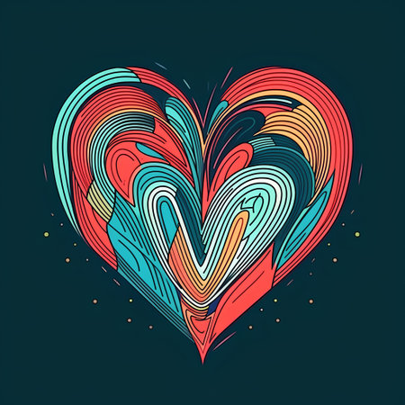 Colorful heart on dark background. Vector illustration for your design.の素材