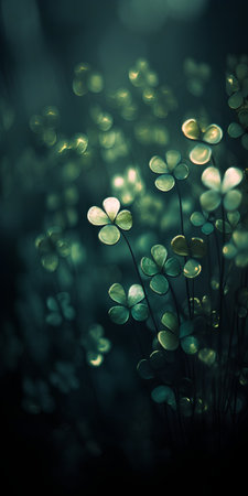 St. Patrick's day background with clover leaves and bokehの素材