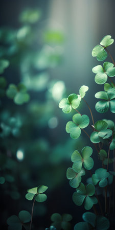 Green leaves with shallow depth of field, vintage color tone style.の素材