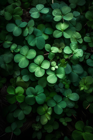 Green clover leaves background. St.Patrick's Day.の素材