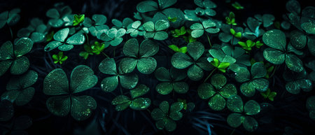 Green clover leaves background. St.Patrick's Day.の素材