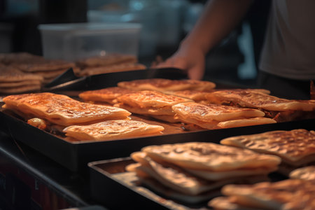 Thai pancake in the market of Bangkok,Thailand.の素材