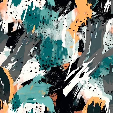 Seamless pattern with brush strokes and splashes. Abstract background.の素材