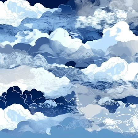 Seamless pattern of clouds in the sky. Vector illustration.の素材