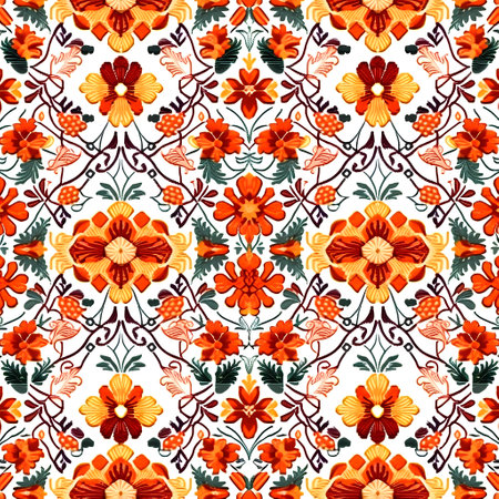Seamless pattern with decorative flowers. Hand-drawn illustration.の素材