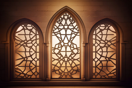 Window with a pattern in the Gothic style. 3d rendering.の素材