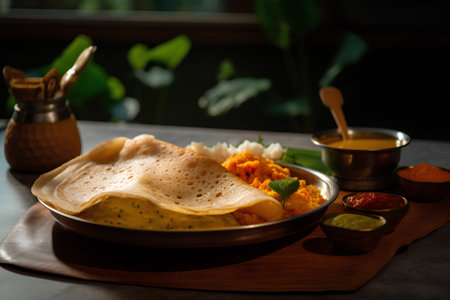 Paneer Masala with chutney and chutneyの素材