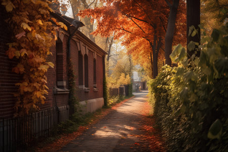 Autumn alley in the old town of Vilnius, Lithuaniaの素材