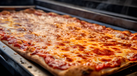 Close up of pizza on a baking sheet. Selective focus.の素材