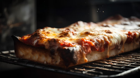 Pizza on the grill, close-up, selective focus.の素材