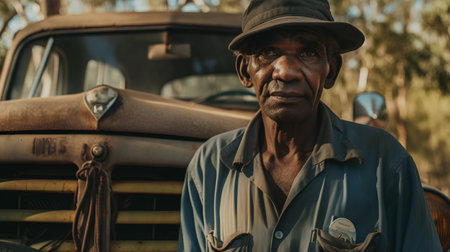 Portrait of an old man with a cap on his head.の素材