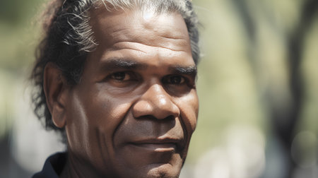 Portrait of an old Indian man in a park. Selective focus.の素材