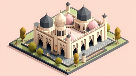 Mosque in isometric view. 3D isometric vector illustration.の素材