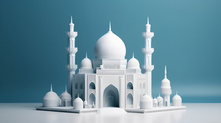Taj Mahal in white and blue background, 3d renderの素材