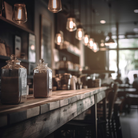 Coffee shop with vintage filter effect retro vintage style and soft focusの素材