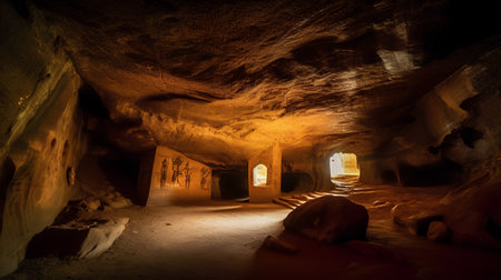 Interior of cave in Cappadocia, Turkey.の素材