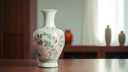 Beautiful vase on the table in living room, stock photoの素材
