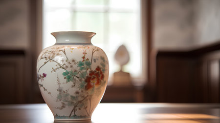 Antique ceramic vase on the table in the living room.の素材