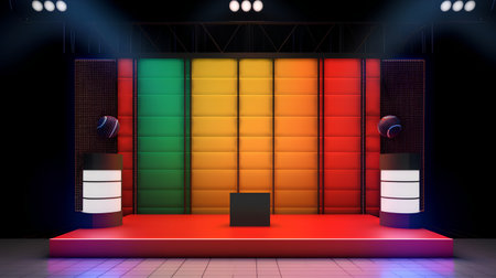 Trade show booth. Exhibition stand. 3d render. Abstract background.の素材