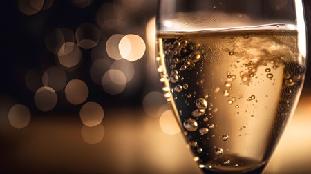 Glasses of champagne with bokeh background, close-upの素材