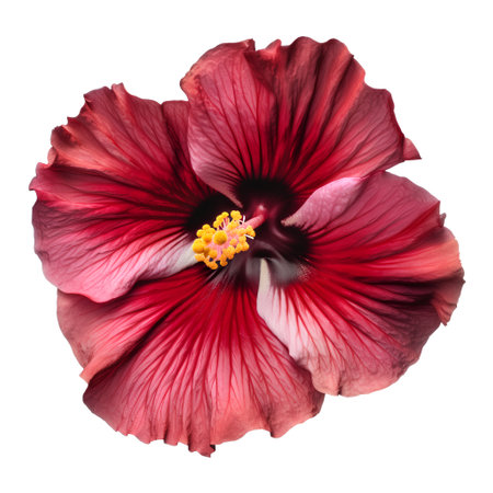 Red hibiscus flower isolated on white background with clipping pathの素材