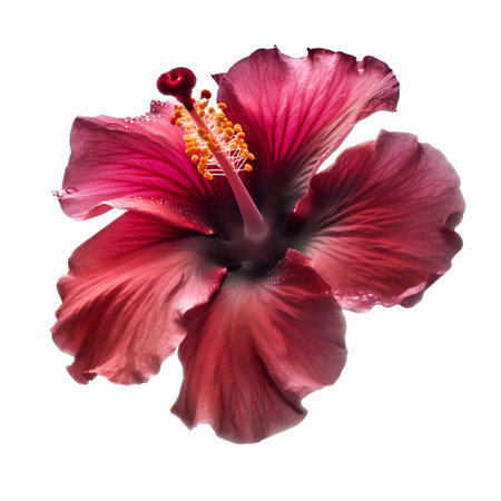 Red hibiscus flower isolated on white background with clipping pathの素材