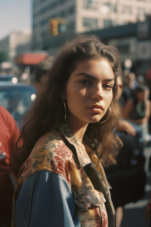 People gather outside Gucci fashion show building for Milan Women's Fashion Week in Milan.の素材