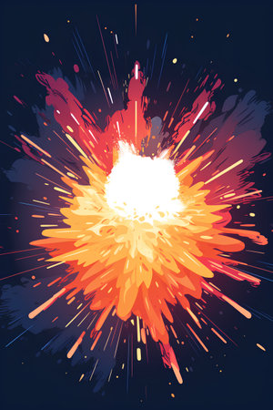 Fireworks explosion on dark background. Vector illustration for your design.の素材