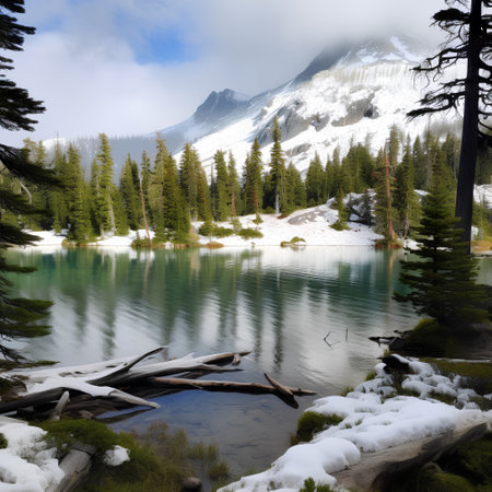Mountain lake in Canadian Rockies, Banff National Park, Albertaの素材
