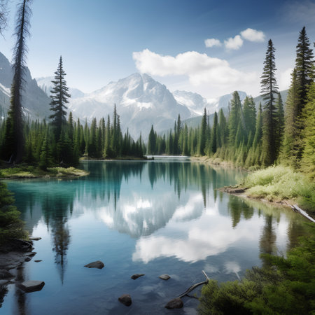 Mountain lake in Yoho National Park, Canadian Rockies, Alberta, Canadaの素材