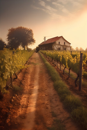 Vineyard in Tuscany, Italy. Vintage style.の素材