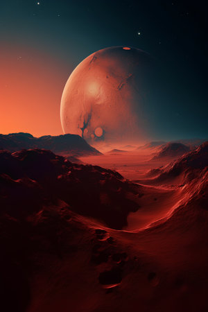 Fantasy alien planet. Mountain. 3D illustration. Moon.の素材