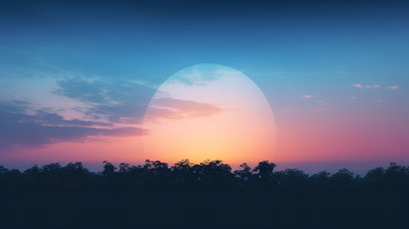 Easter egg in the sky. 3d render. Nature backgroundの素材