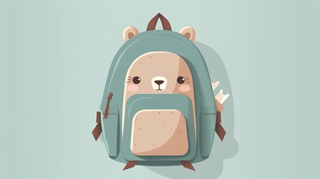 Backpack with a cute bear. Vector illustration of a backpack.の素材