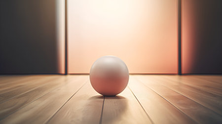One egg on the wooden floor in the room. 3d renderingの素材