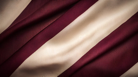 Closeup detail of a red and white striped jersey fabric background.の素材