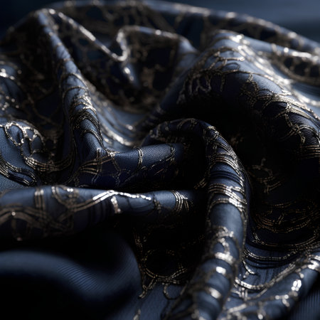 texture, background, pattern, black silk fabric with a paisley pattern, based on traditional Asian elementsの素材