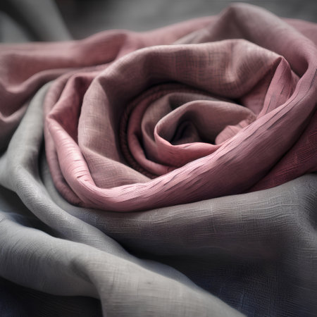 Crumpled pink fabric. Close-up. Selective focus.の素材