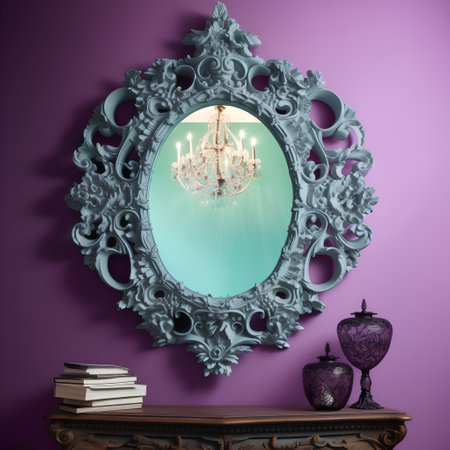 Vintage mirror in the interior of the living room. 3d renderingの素材