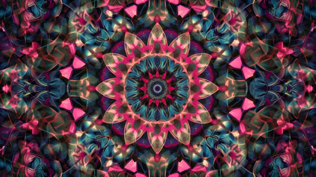 Abstract colorful kaleidoscope background. Beautiful kaleidoscope seamless pattern. Seamless kaleidoscope texture.の素材