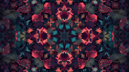 Kaleidoscope of color with beautiful ornamental flowers. Seamless pattern.の素材