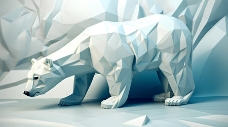 3D rendering of a polar bear in a low poly style.の素材