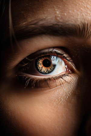 Close-up of an eye of a young caucasian womanの素材