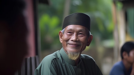 An old man in traditional clothes in the streets of Kuala Lumpur, Malaysiaの素材