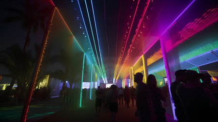 The futuristic laser show at Marina Bay Sands in Singapore.の素材