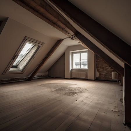 Interior of an empty room with a wooden floor and a windowの素材