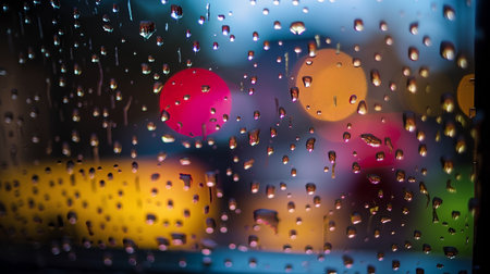 rain drop on glass with bokeh background,abstract backgroundの素材