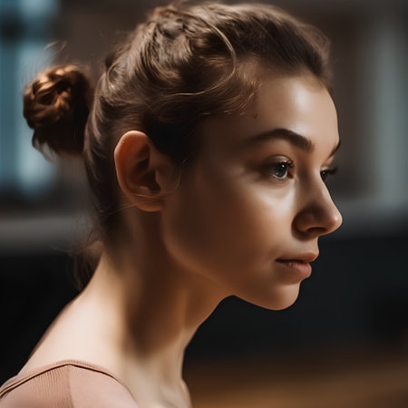 Portrait of a beautiful young brunette woman with trendy hairstyleの素材