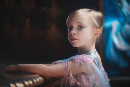 Little girl in a beautiful dress. The girl in the image of a fairy tale.の素材