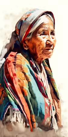 Old woman with traditional clothes on the beach in Bali, Indonesiaの素材